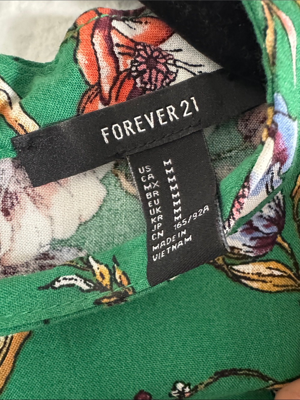 Forever 21 Green Floral Mini Dress with Multicolor Blooms - Picture 2 of 4